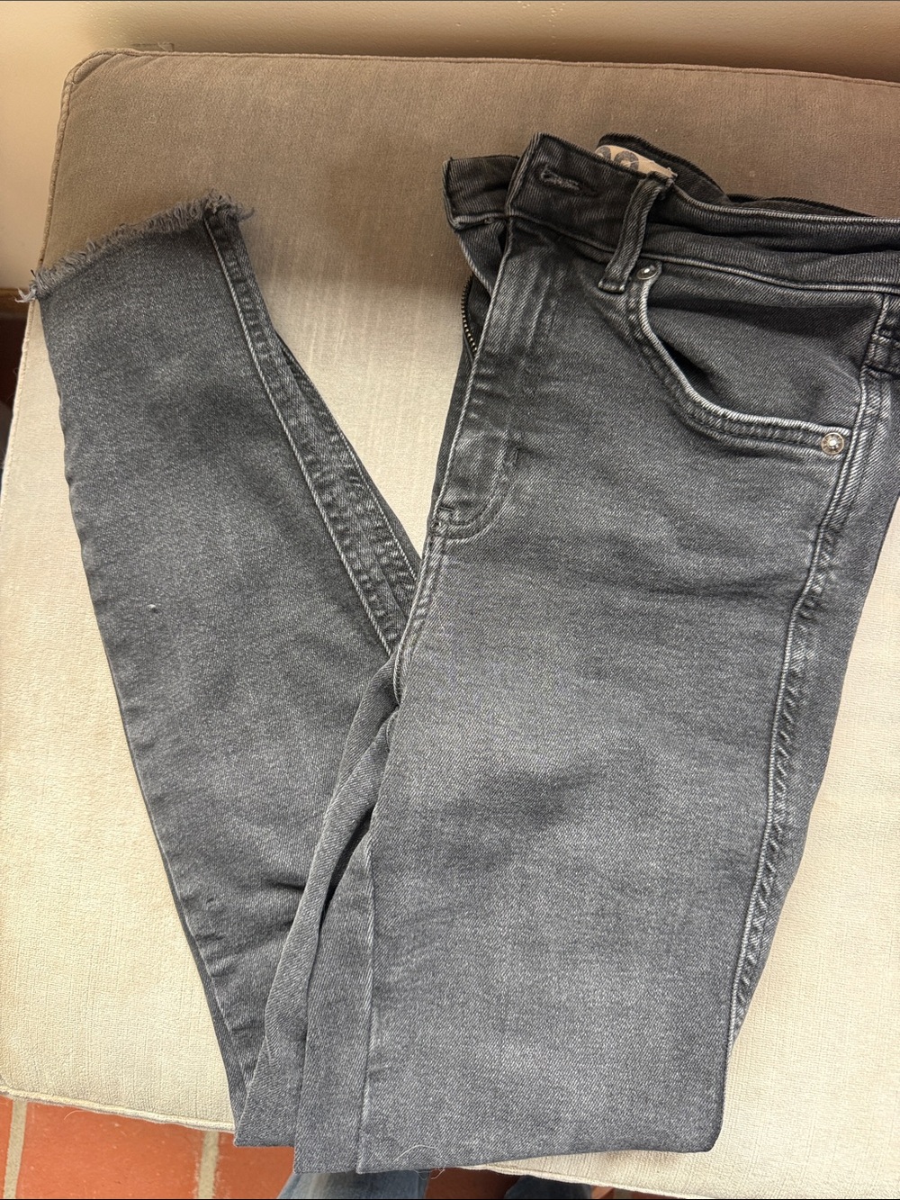 Free People Skinny Jeans in Washed Charcoal Gray